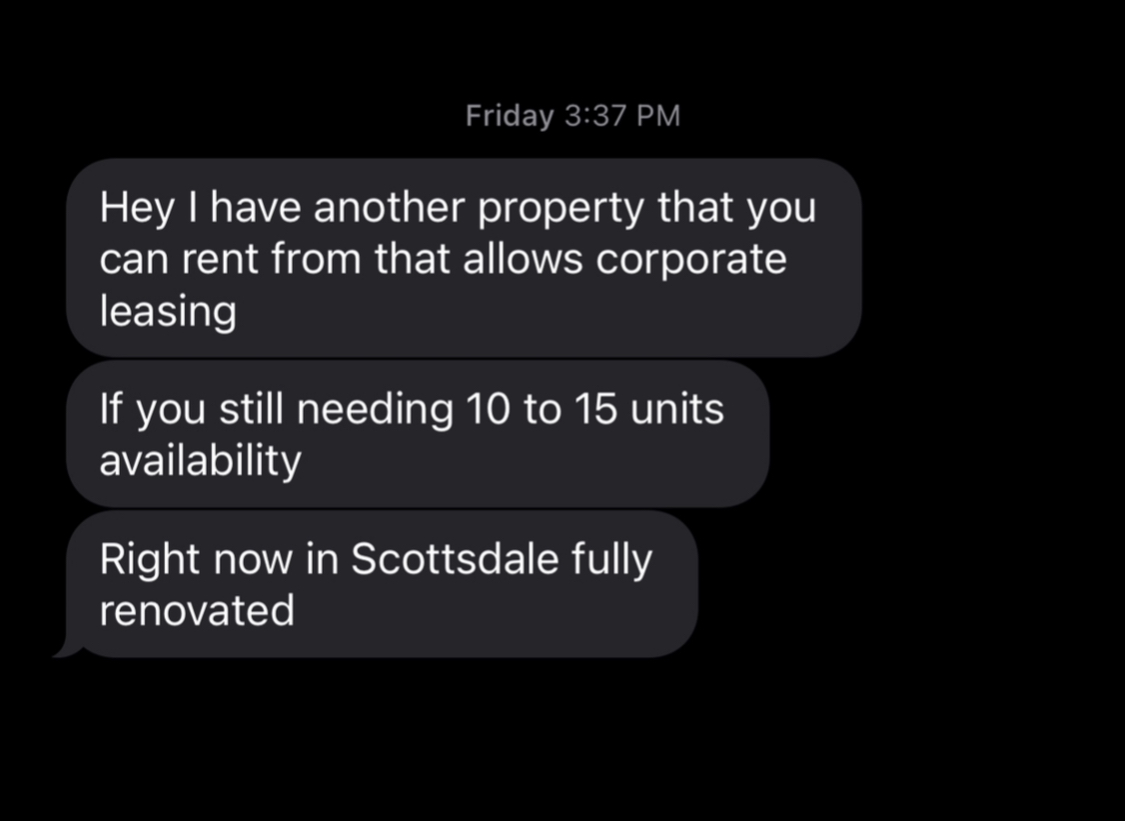 Inbound message from a property owner
