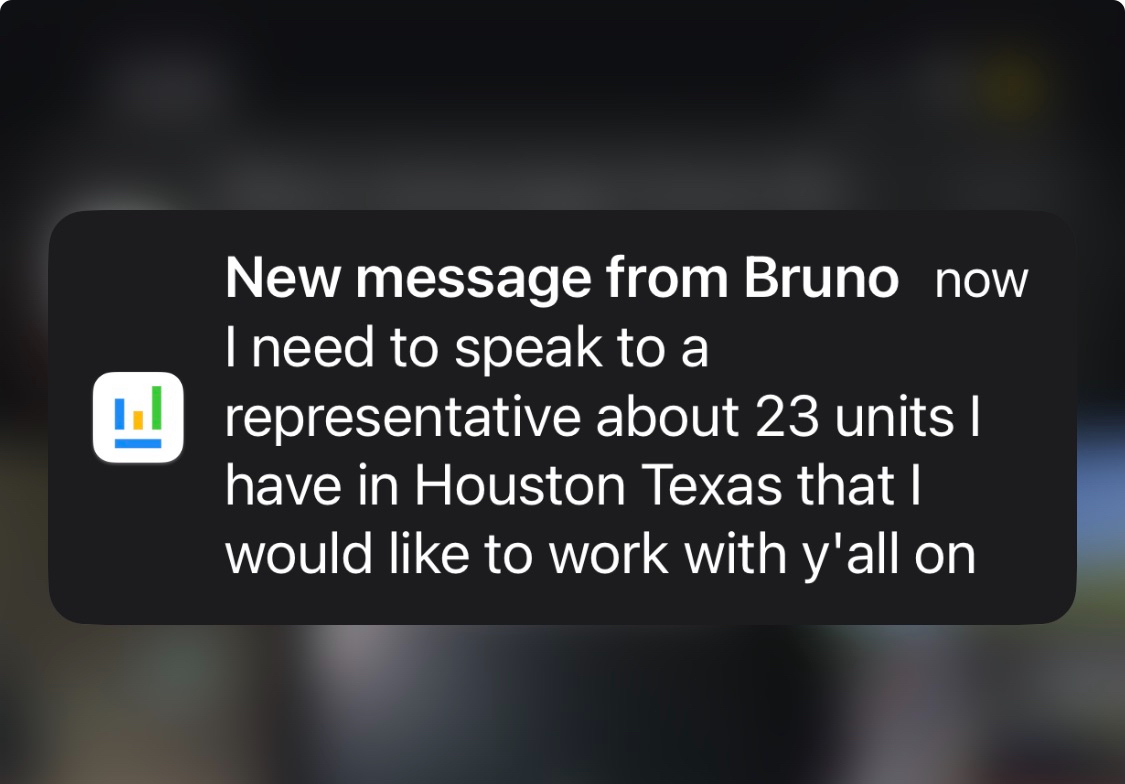 Inbound message from a property owner