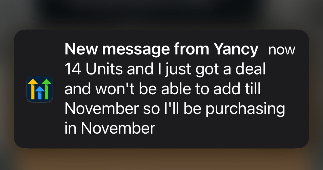 Inbound message from a property owner