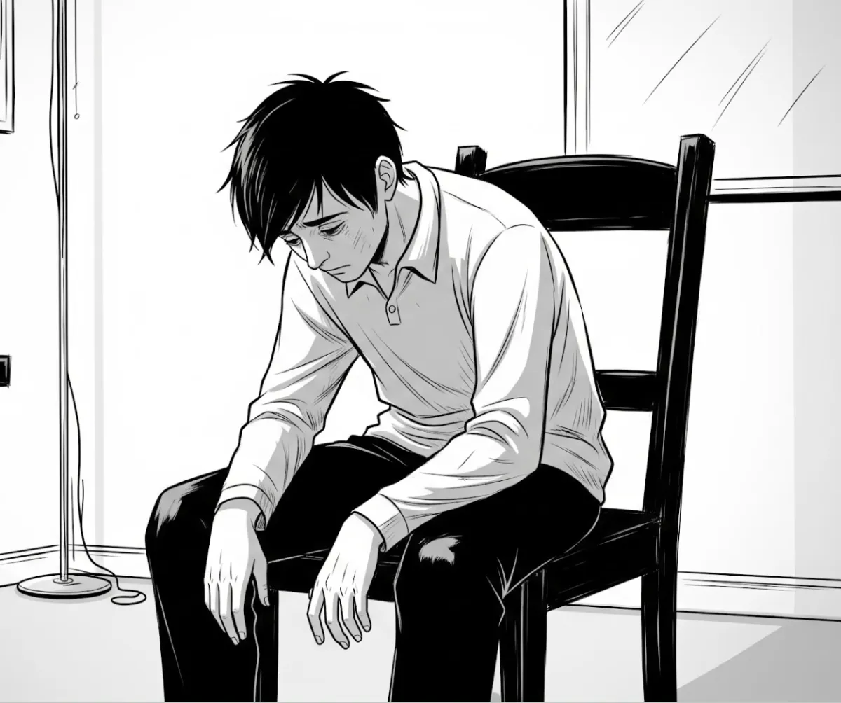 An exhausted business owner starting from scratch.